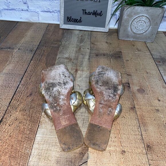 iDoré gold/silver braided flat sandals slides - Picture 10 of 10